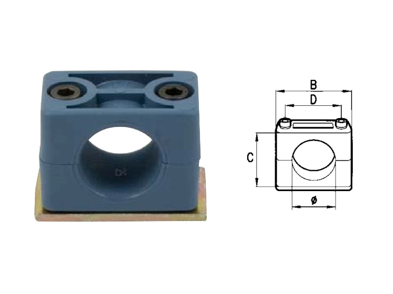 Blocchetto fermatubo in polipropilene a 1 posto diametro da 10 a 28mm - 81318
