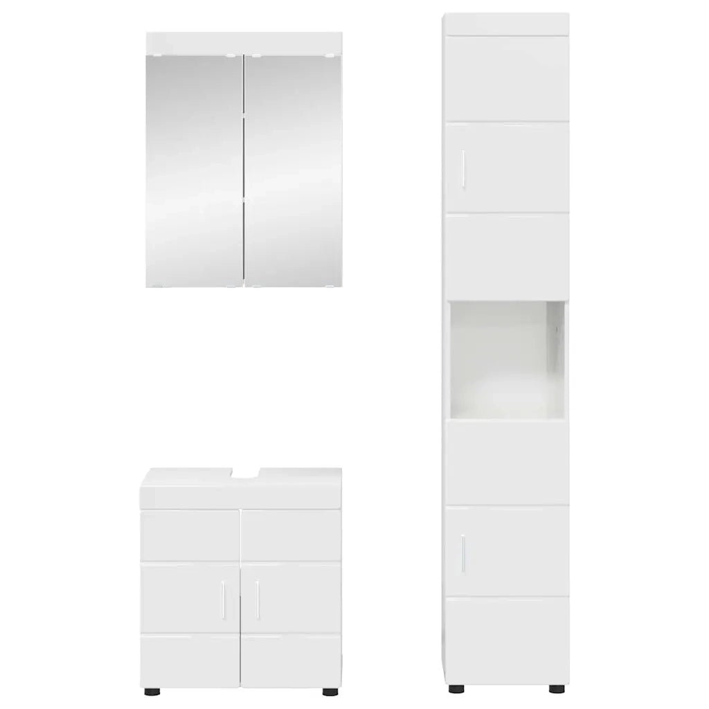 Set di mobili per il bagno TULUM 3 pz Bianco Lucido 3398038