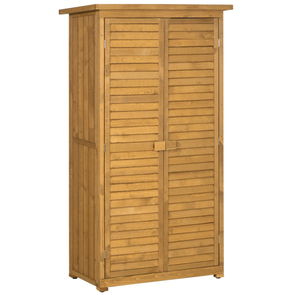 Armadio da giardino in legno con 3 ripiani 87 x 46,5 x 160 cm