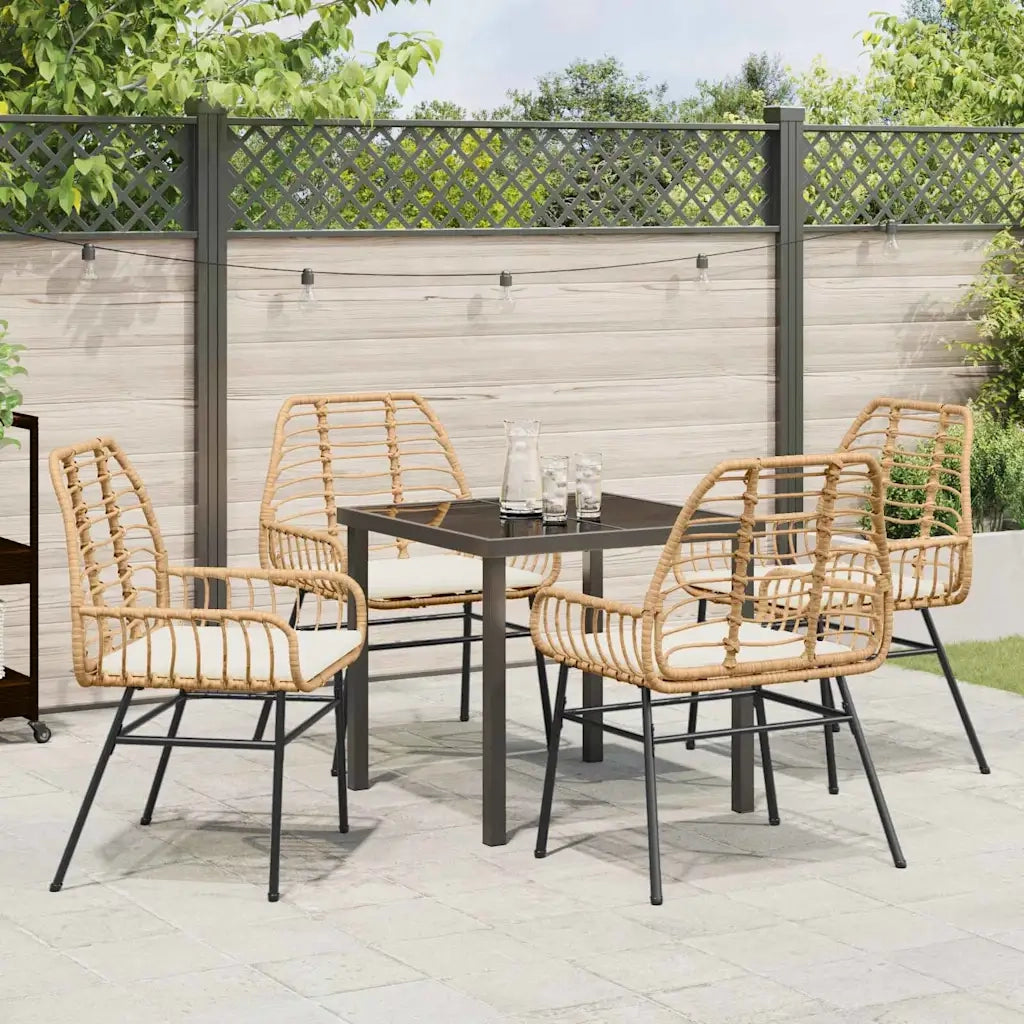 Set da Pranzo per Giardino 5 pcs Marrone polyrattan