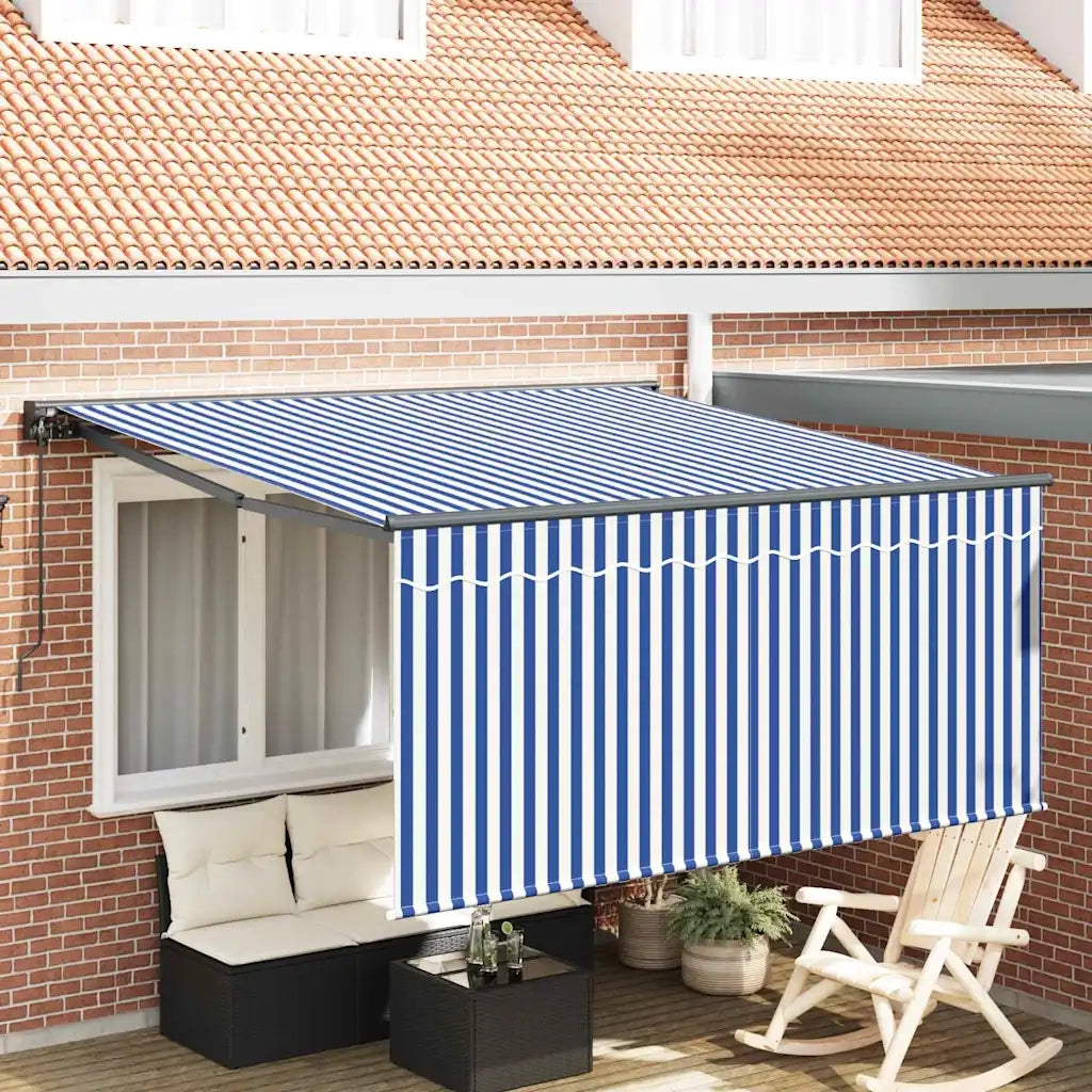 vidaXL Tenda Retrattile Blu e antracite 350 x 250 cm