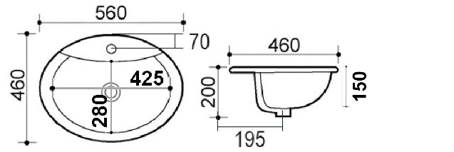 Lavabo soprapiano 56x46 cm modello LS66 - Bianco