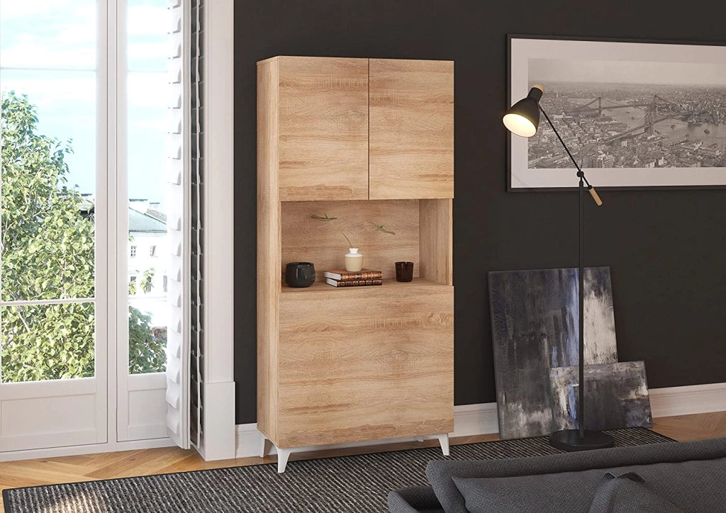 MOBILE SCRIVANIA COMPUTER LIBRERIA MEGAN H175x80x36cm ROVERE