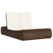 Lettino Prendisole | Sdraio da giardino | Lettino da sole con Cuscini Marrone in Polyrattan