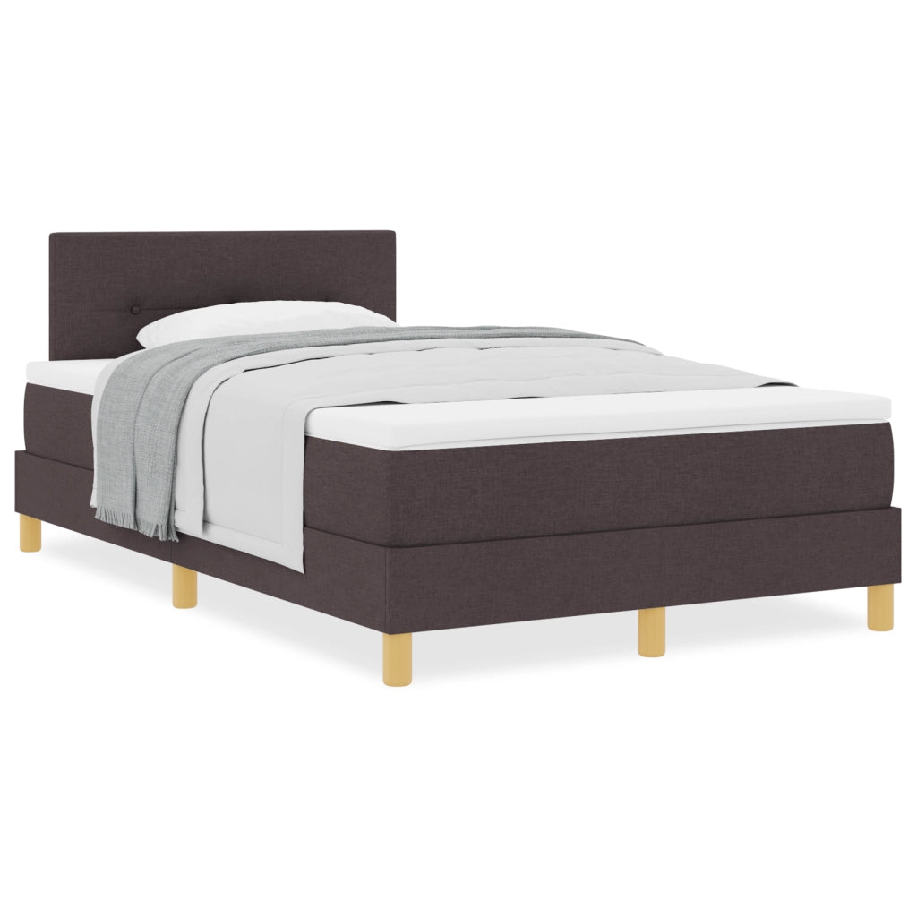 Letto Box Spring con Materasso Marrone Scuro 120x200 cm Tessuto