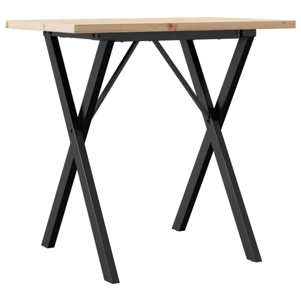 Tavolo da Pranzo Telaio a X 80x50x75,5 cm Legno Pino e Acciaio