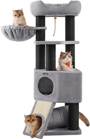 Catena per giardino con piattaforma osservativa, panca e grotta per gatti - Torre per gatti con tronchi extra spessi (PCT02W)