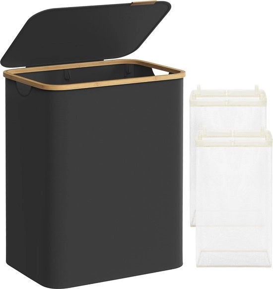 Asciugamani pieghevoli neri - 2 pezzi - 35 x 35 x 61 cm - Organizzatore per bucato sporco e contenitore di stoccaggio (adatto per uso domestico)