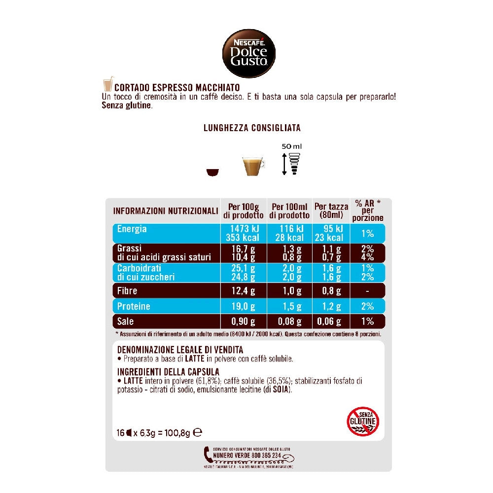Nescafè dolce gusto cortado espresso macchiato 6 confezioni da 96 capsule ciascuna