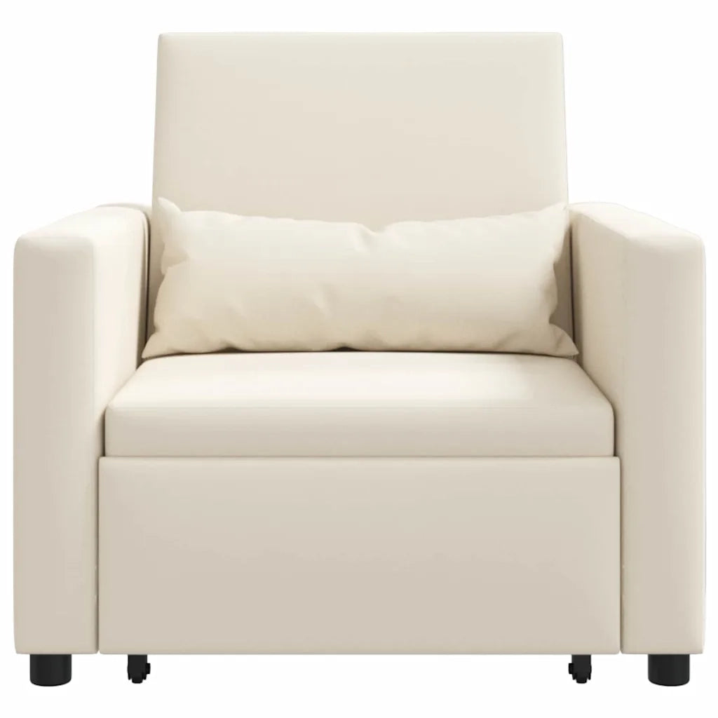 vidaXL Divano Letto Singolo Bianco crema 90 x 165 x 87 cm Tela