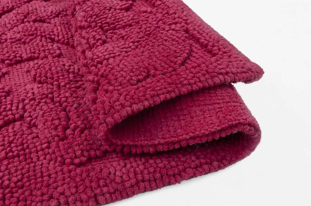 Tappeto Morbido Cotone 63x140 cm Scendiletto Bagno Camera Assorbente Antiscivolo Bordeaux