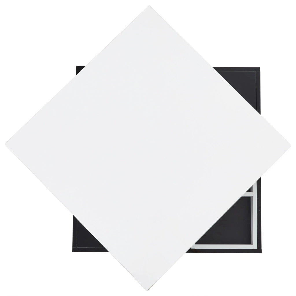 TAVOLINO da caffè girevole 70x70x36 cm bianco e nero in pannello truciolare