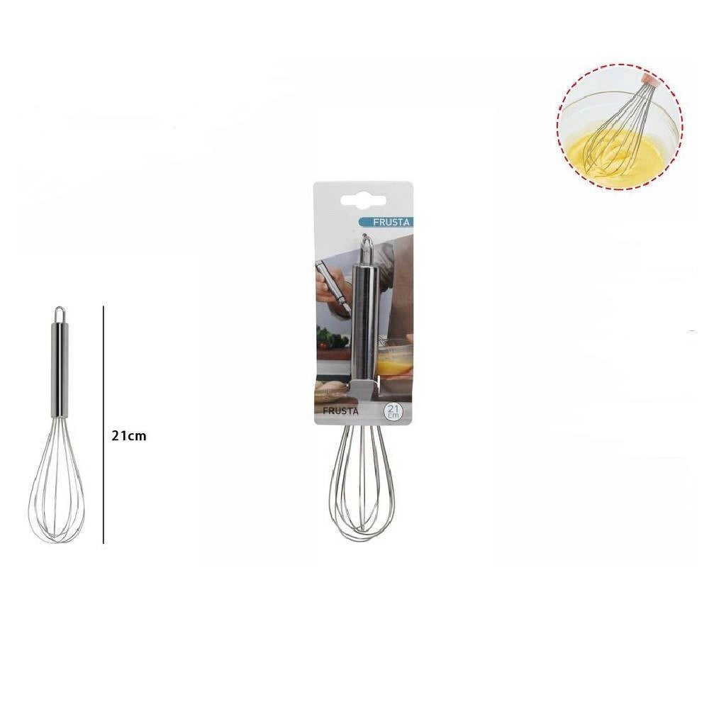 Trade Shop - Frusta 21 Cm Sbattitore Sbatti Uova Montare Dolce Acciaio Utensile Cucina 66200 -