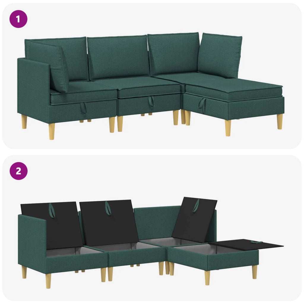 Set di mobili per il soggiorno 4 pcs Verde Scuro Tessuto 3413700