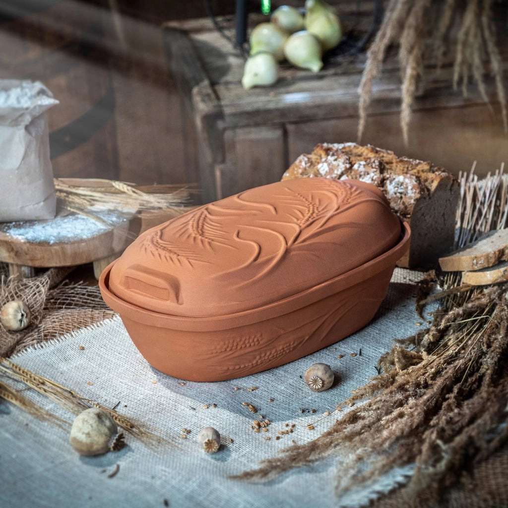 Vaso in terracotta KADAX Roman Clay Pot 4.5L, forma ovale grande con coperchio.