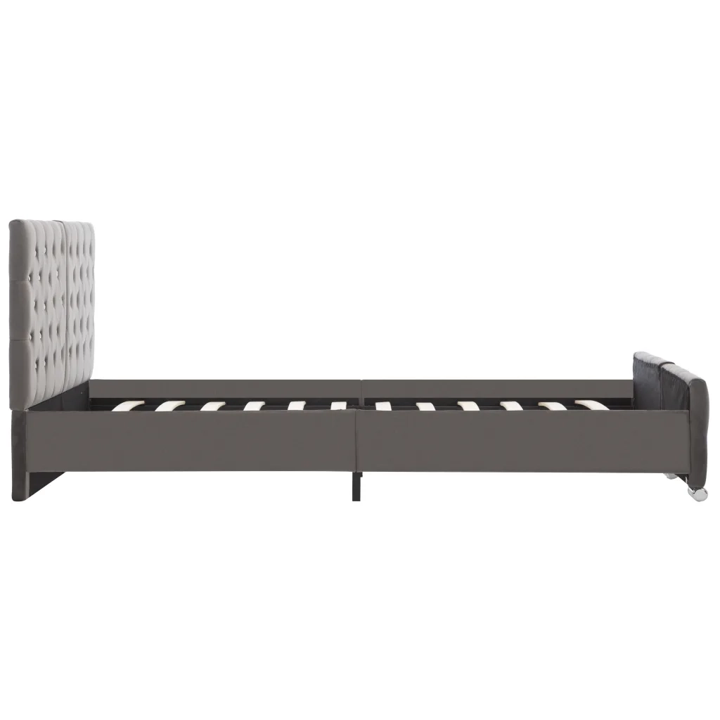 Letto matrimoniale | Letto per adulti | Giroletto Grigio in Velluto 140x200 cm