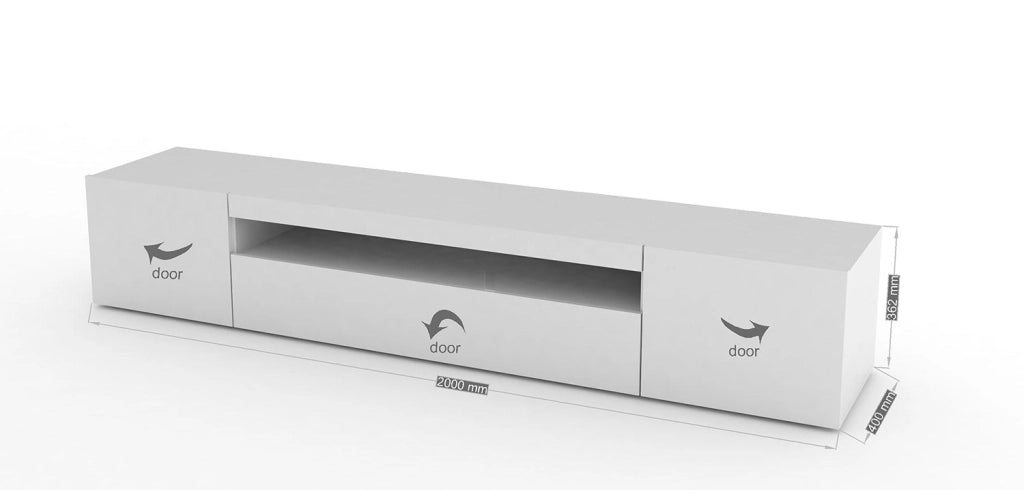 Mobile TV 3 Ante 200x40x36,5 cm Daiquiri Bianco Lucido