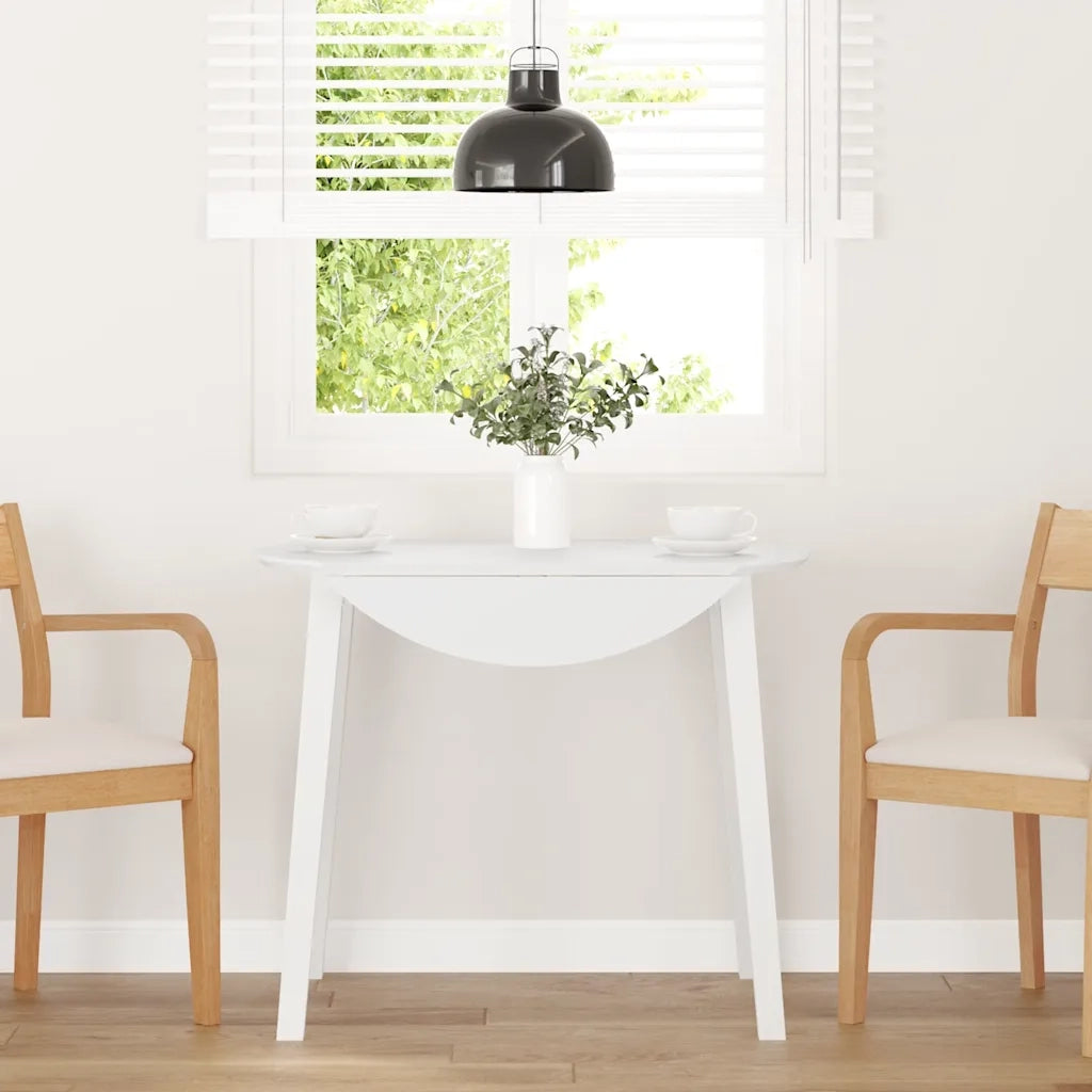 Tavolo da Pranzo Bianco in Legno Massello di Hevea 4102529