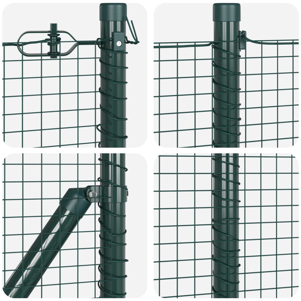 Recinto in Filo Saldato con 13 Poste a Picchetto Verde 0.4x25 m Acciaio
