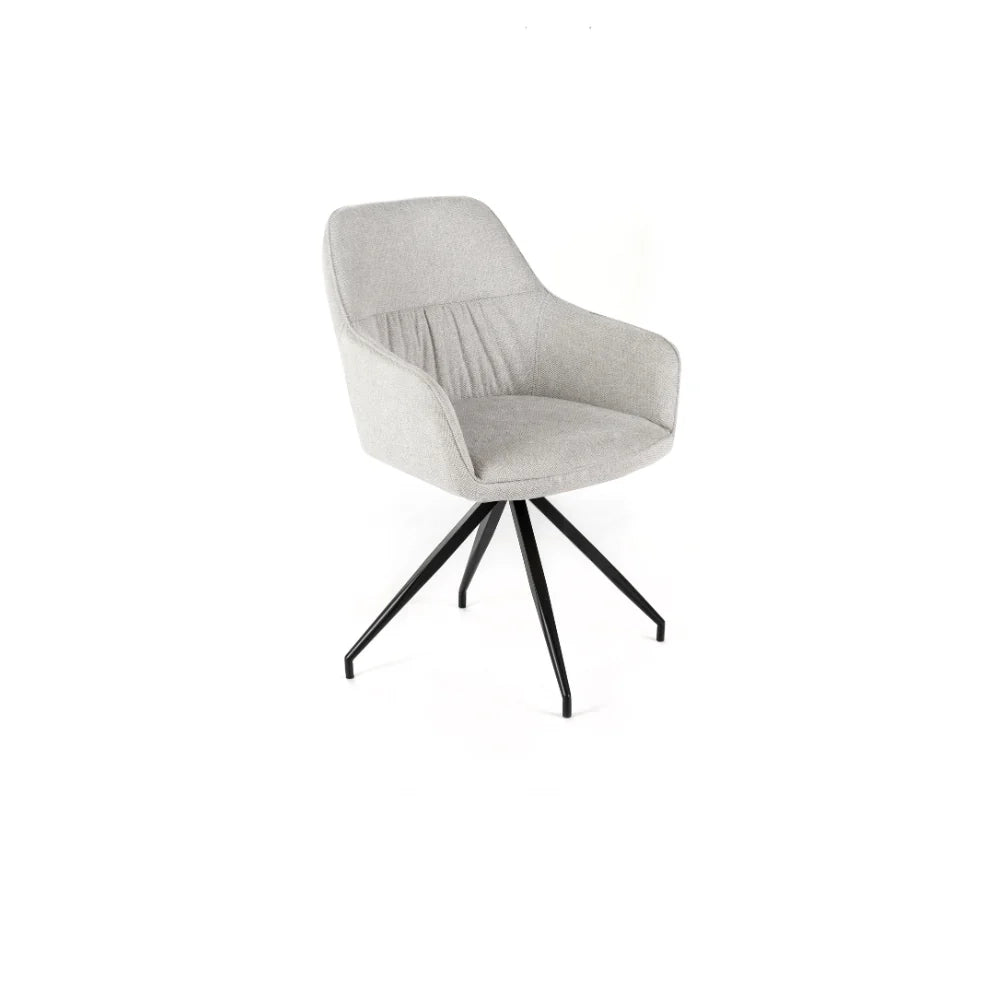 Set di 2 sedie da pranzo imbottite in tessuto grigio chiaro Celeste con struttura in metallo facili da pulire | Duzzle