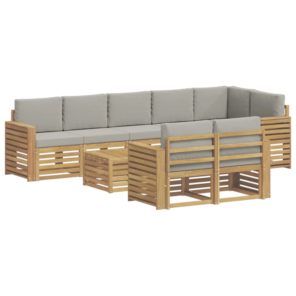Set di divani da esterno 9 pcs Bianco e Grigio Chiaro 3392081