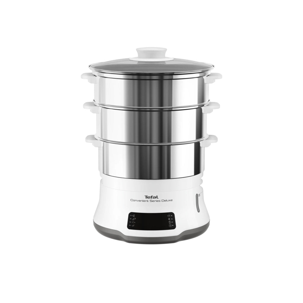 Tefal convenient series deluxe vc502d vaporiera, pentola a vapore 3 cestello/i superficie piana 900 w acciaio inox, bianco - VC502D10