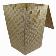 Trade Shop - Cesto Cestino Portatutto Portaoggetti Bagno Casa Coperchio 35 X 52cm 79105 Beige -