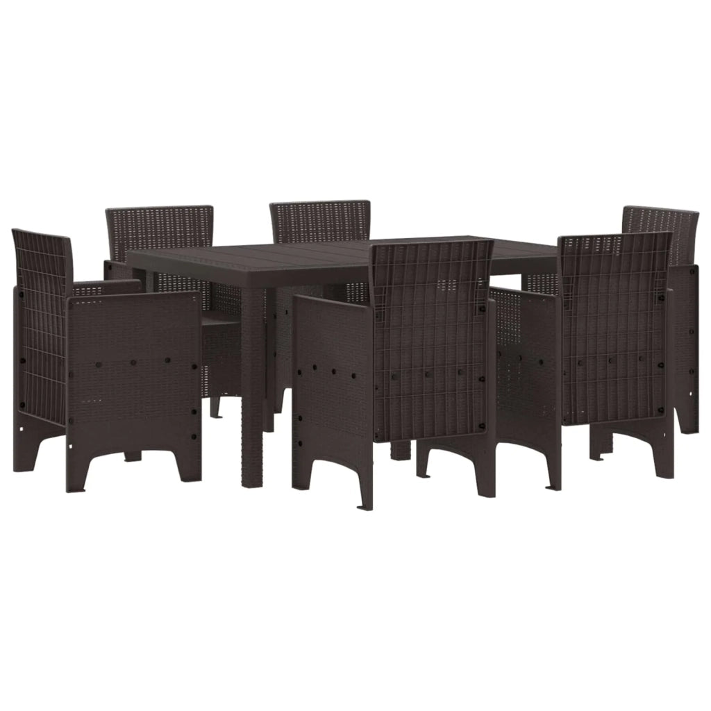 Set da Pranzo per Giardino 7 pcs Marrone Rattan Polt 3378557