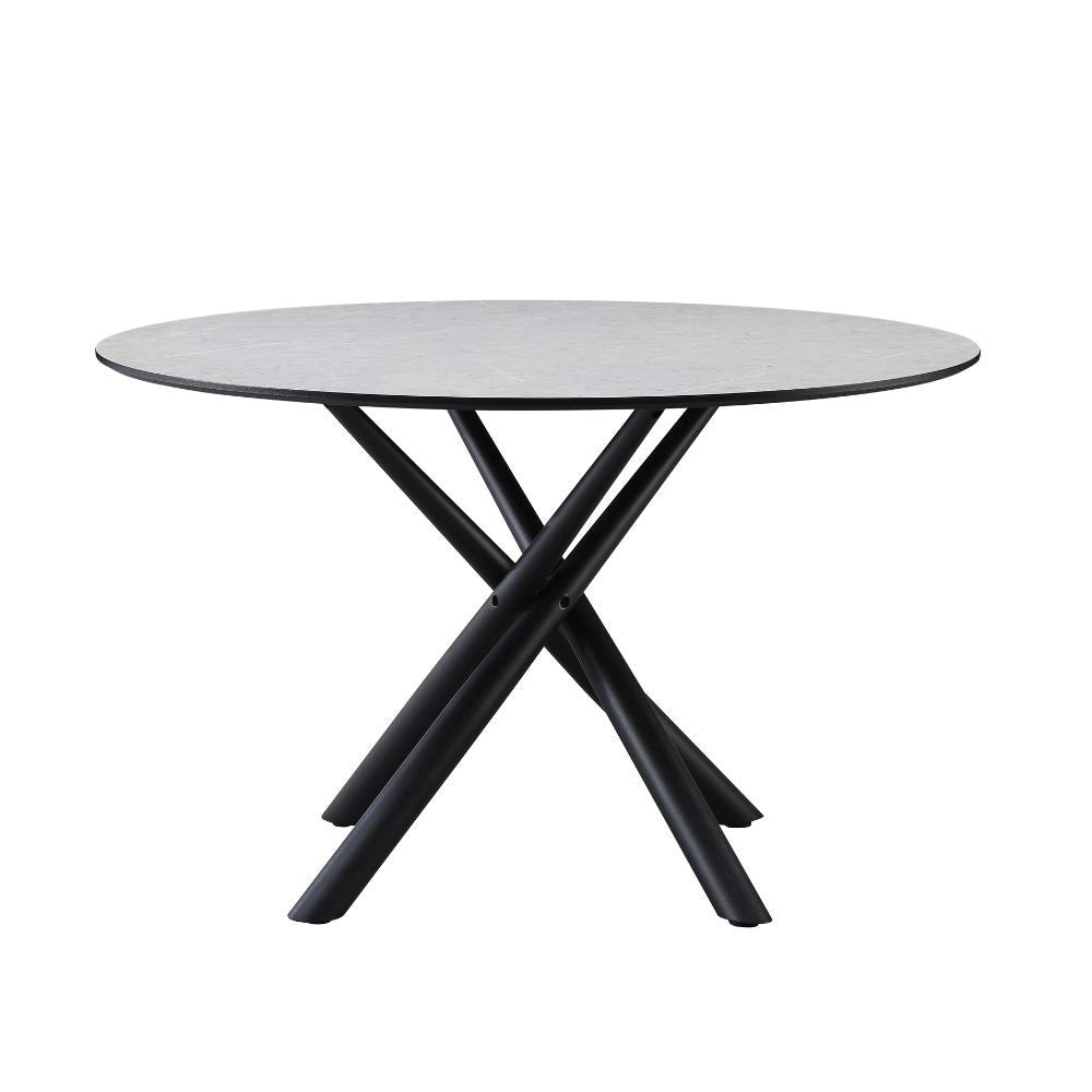 Tavolo rotondo Logan piano cemento e gambe nere 120x120x76.5H