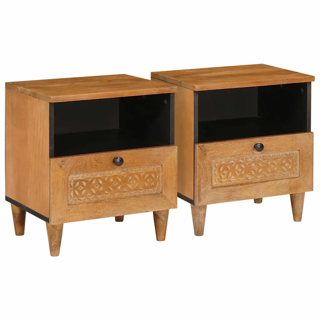 vidaXL Comodino con cassetto 2 pcs Marrone chiaro 40 x 33 x 46 cm