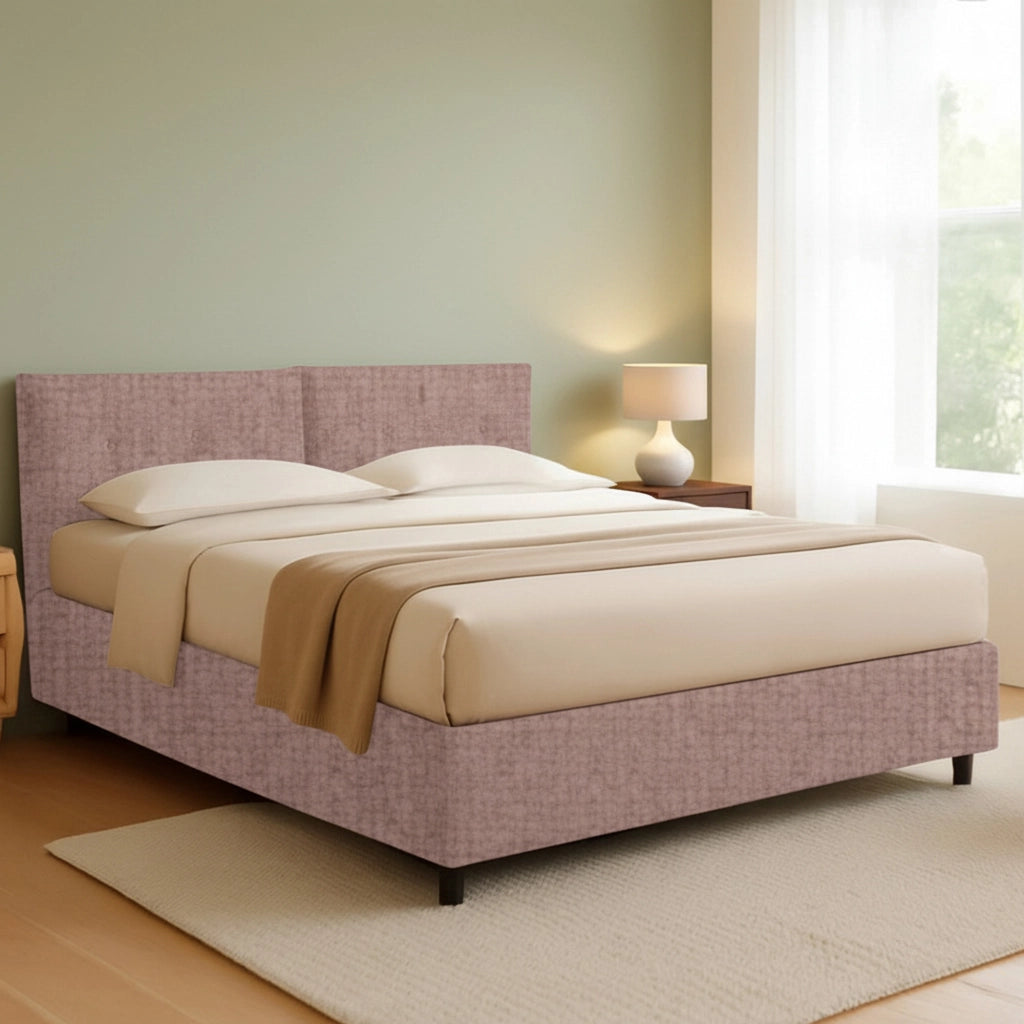 York, Letto Piazza e Mezza Sfoderabile Made in Italy, Rosa Antico