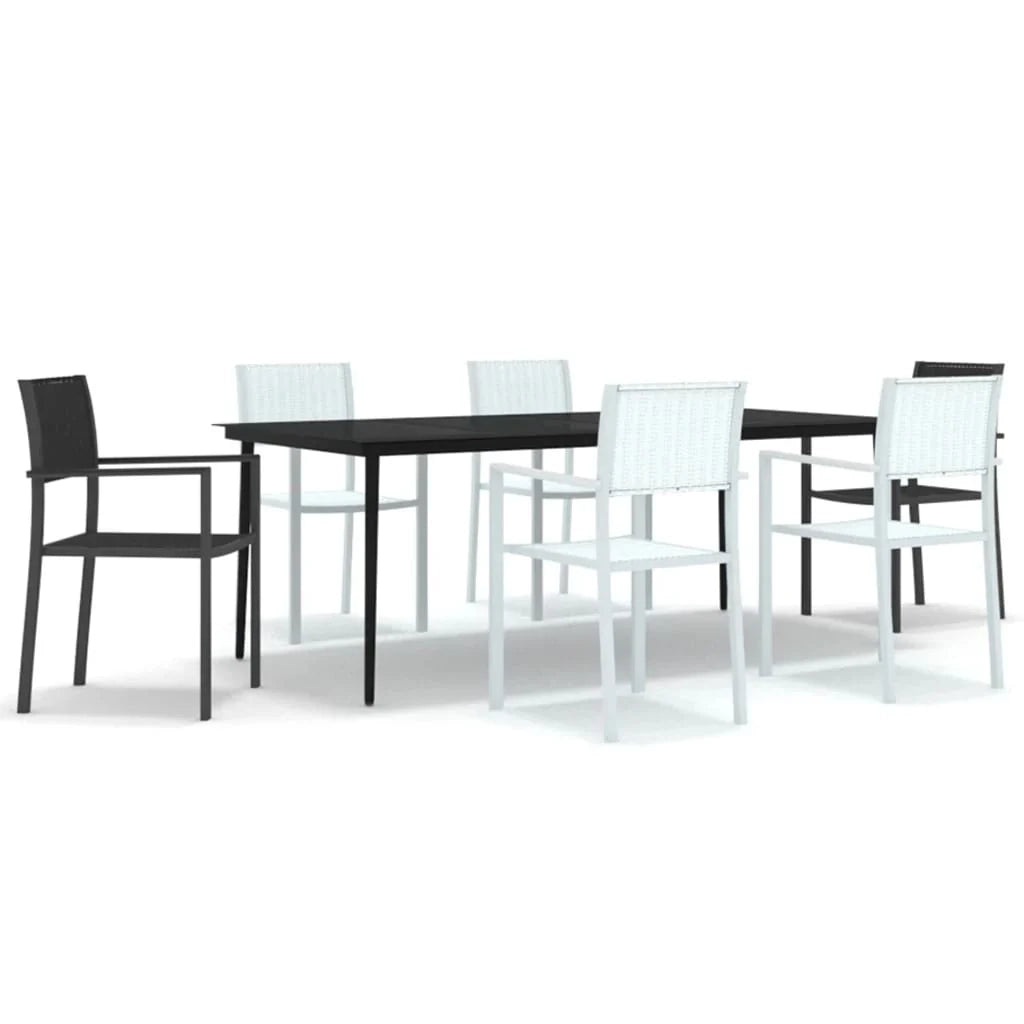 Set da pranzo da giardino per esterni 7 pezzi bianco e nero 02_0014044