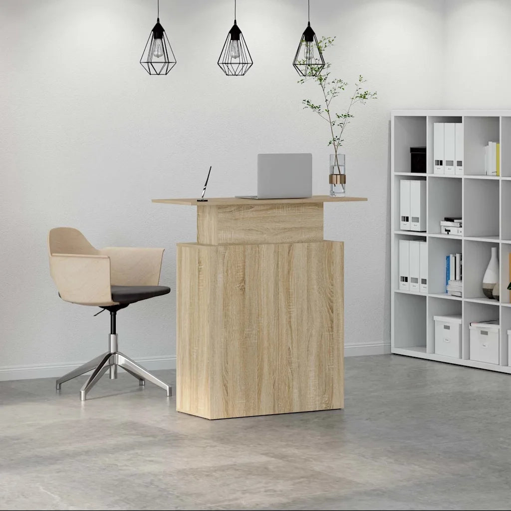 Scrivania per Reception Rovere Sonoma 100x40x104 cm in Legno Massello di Argilla 859053