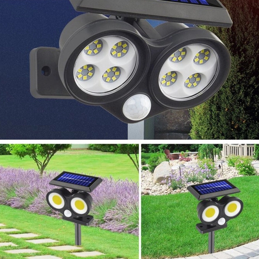 Trade Shop - Faretto Solare Da Esterno A Led Cob Lampada Da Parete Applique Impermeabile Ip65 -