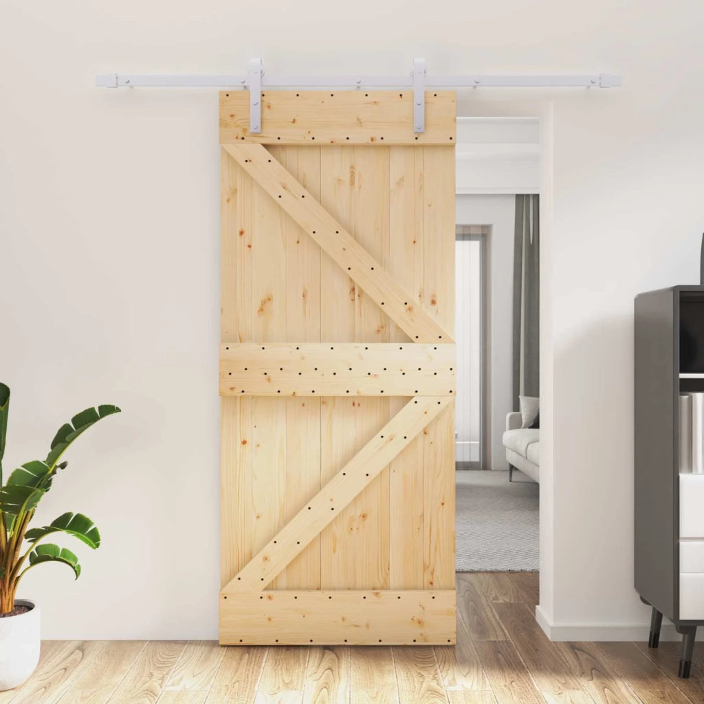 Porta scorrevole Naturale e Bianco 90 x 210 cm