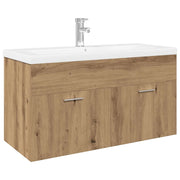 Mobile Bagno Lavabo | Armadio Lavabo Integrato Rovere Artigianale in Truciolato