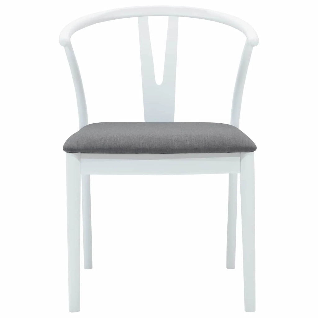 Sedia da pranzo 2 pcs Bianco e Grigio Legno di gomma solido