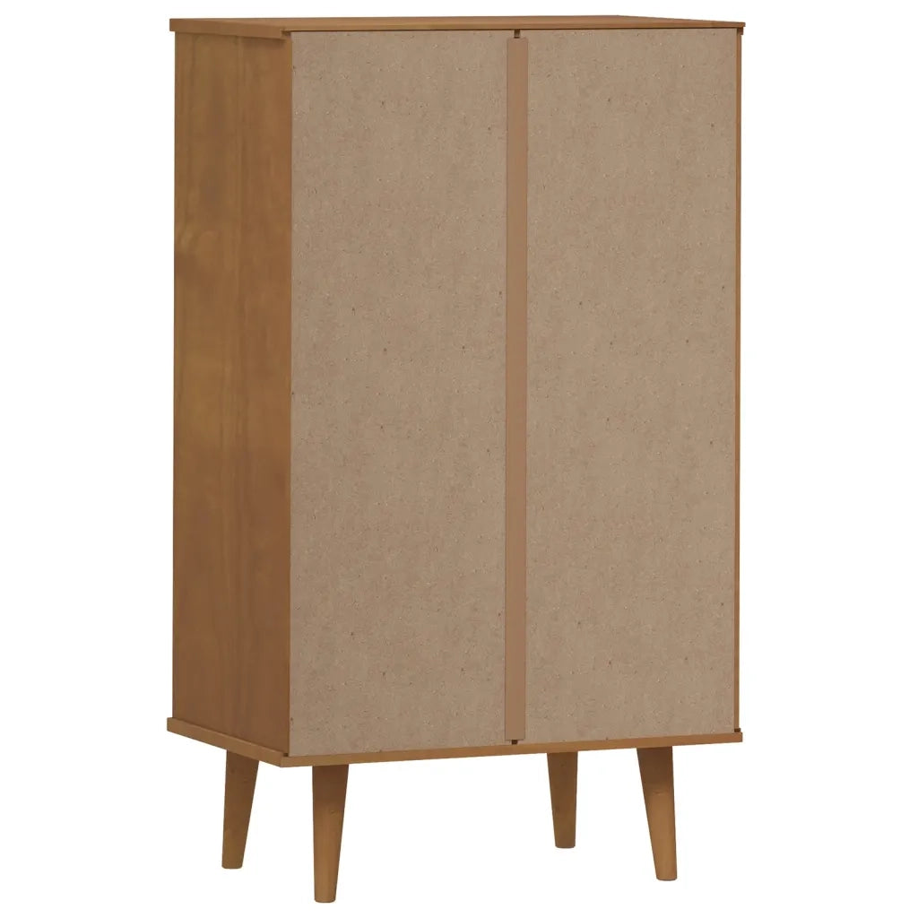 vidaXL Scarpiera MOLDE Marrone 59,5x35x103cm in Legno Massello di Pino