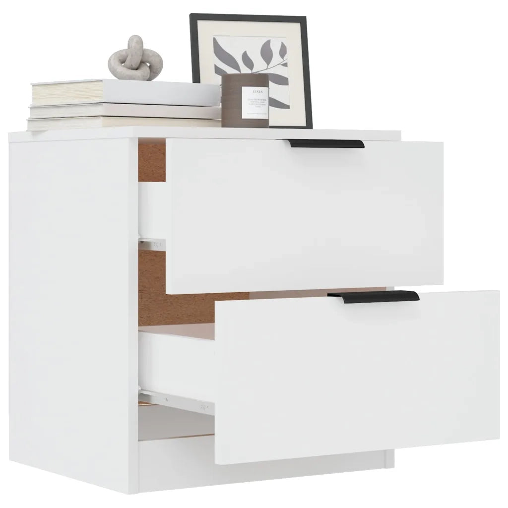 Comodini 2 pz-Set di 2 Tavolino da notte Bianchi in Legno Multistrato 239536