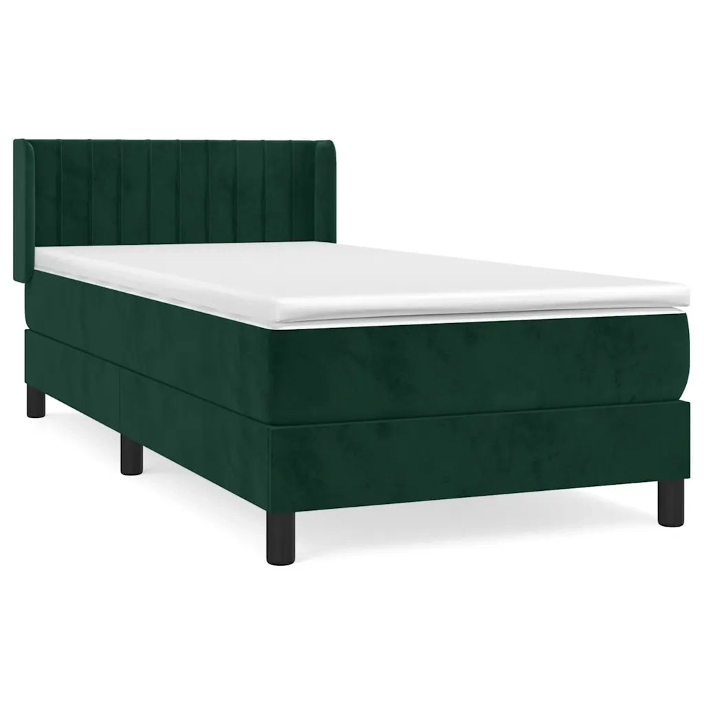 Giroletto a Molle con Materasso Verde Scuro 100x200 cm Velluto