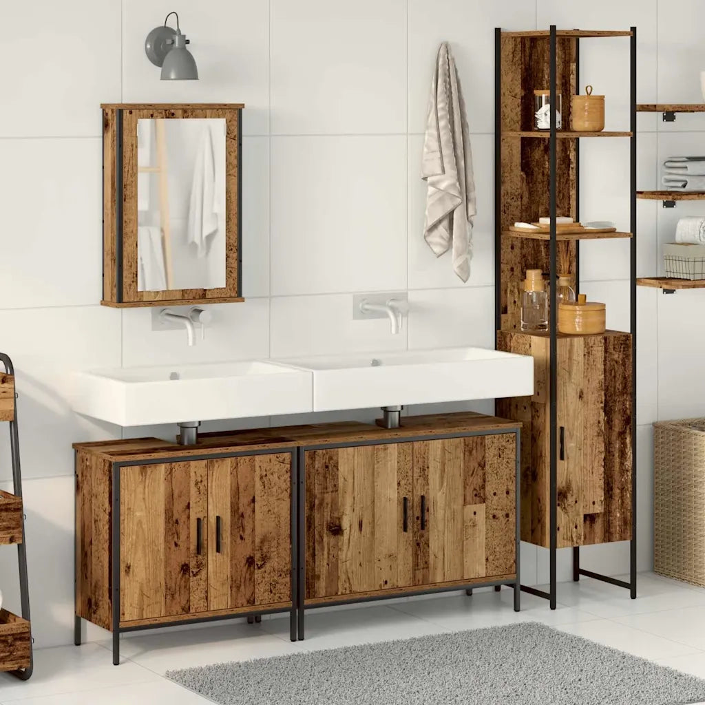 Set di mobili per il bagno 4 pcs Marrone Legno multistrato 3332595