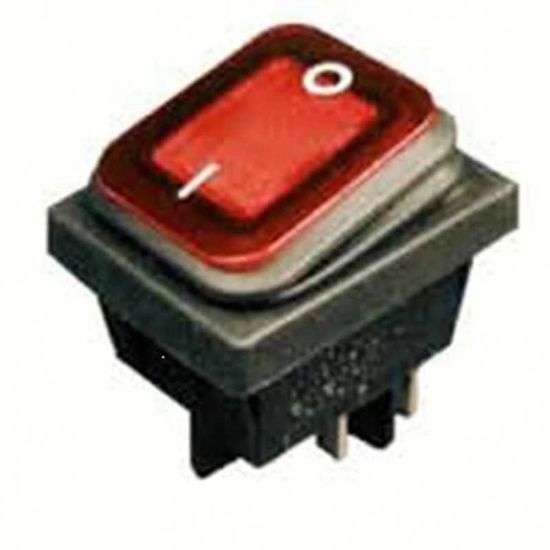 INTERRUTTORE BIPOLARE 4 CONTANTI 22X30 16A CON PROTEZIONE LUMINOSO ROSSO - UNIVERSALE