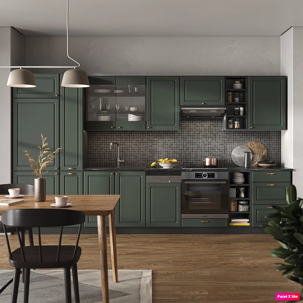 Cucina componibile Fame-Line Verde-oro rustico/Antracite 355 cm, PL Marmo Vicco
