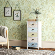 Cassettiera shabby chic con 5 cassetti in MDF multicolore
