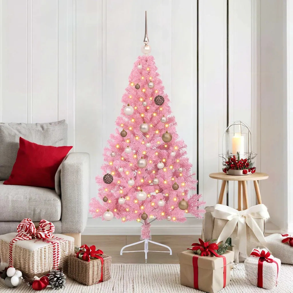 Albero di Natale artificiale con luci integrate Rosa 150 cm PVC 3397061
