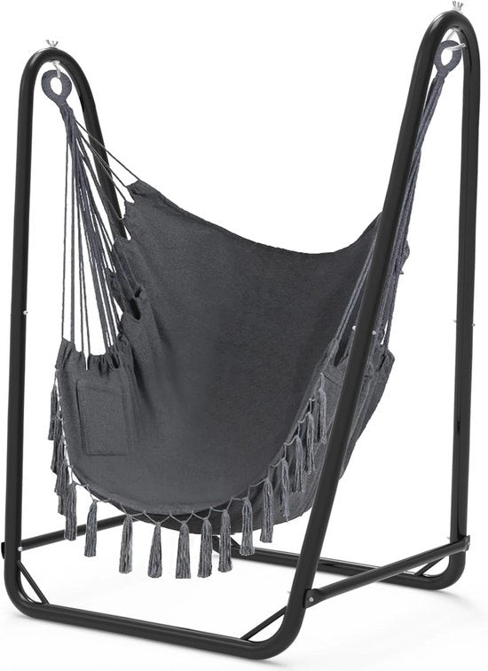 Sedia a forma di U con supporto - Robusta e resistente alla ruggine - 1 pezzo - Grigio - Cotone