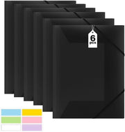 Map per documenti A4, 6 fogli, Map per posta scolastica A4, archivio per materiali scolastici e di ufficio con cerniera in plastica (nero)