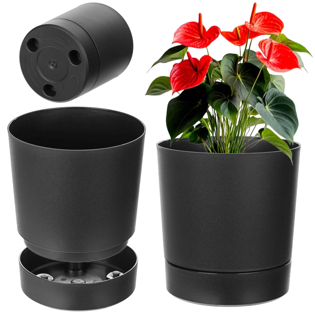 Vaso da fiori KADAX con supporto, rotondo, in plastica, 34,5 cm