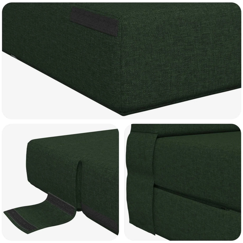 Divano Letto Pieghevole Verde Scuro 152 x 86,5 x 60 cm Tessuto 900122