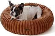 Letto per Piccoli Cani in Cuoio, Culla per Cani con Fondino Antiscivolo, Culla per Cuccioli con Cuscino morbido (Caffè, 76x76x20cm)